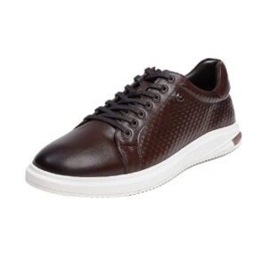 Monte Carlo Mens Solid Lace Up Genuine Leather Casual Sneaker