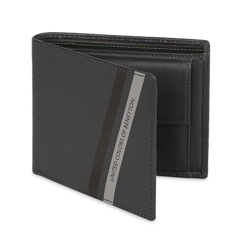 UNITED COLORS OF BENETTON Men RFID Protected Camben Multicard Coin Wallet - Navy, No. of Card Slot: 6 | Printed Multicard Coin Wallet with Side Closure | Leather - Image 2