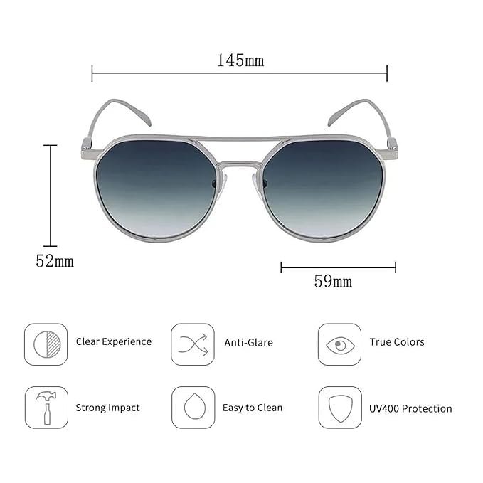 ARZONAI Trending Fashion Stylish Modern Allu-Arjun Inspired UV Protected Round Sunglasses for Men and Women (Silver-Black) - Image 6