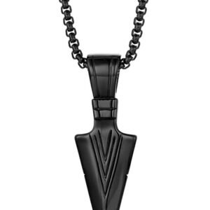 UNAPHYO Men’s Stainless Steel Arrowhead Necklace Viking Warrior Spear Head Charm Chain Pendant for Men