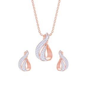 Clara 925 Sterling Silver Agda Pendant Earring Chain Jewellery Set | Rose Gold Rhodium Plated, Swiss Zirconia | Gift for Women & Girls