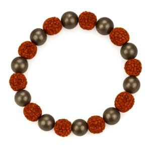 GemAura Collection – Natural Pyrite & 5 Mukhi Rudraksha Bead Bracelet for Men & Women | Zodiac Bracelet for Aries, Taurus, Gemini, Cancer, Leo, Virgo, Libra, Scorpio, Sagittarius, Capricorn, Aquarius & Pisces | Designed to Attract Wealth, Enhance Focus, Boost Confidence & Mindfulness | Handmade Spiritual | Stretchable 7-Inch Unisex
