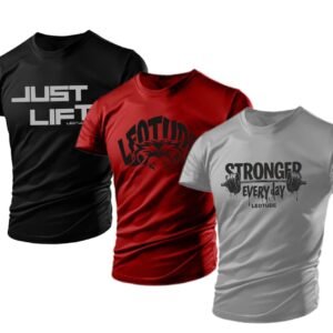 LEOTUDE Mens Polycotton Boxy Regular Fit Printed Half Sleeve Round Neck Combo Dailywear & Gym Tshirts for Man (Colour: Multicolor)