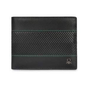 United Colors of Benetton Men RFID Protected Locarno Passcase Wallet – Black, No. of Card Slot: 12 | Embossed Passcase Wallet with Side Closure | Leather