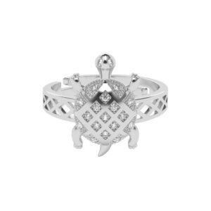 Clara Real 925 Sterling Silver Good Luck Tortoise Turtle Men Ring |Size Adjustable, Platinum Plated, Swiss Zirconia | Gift for Men & Boys