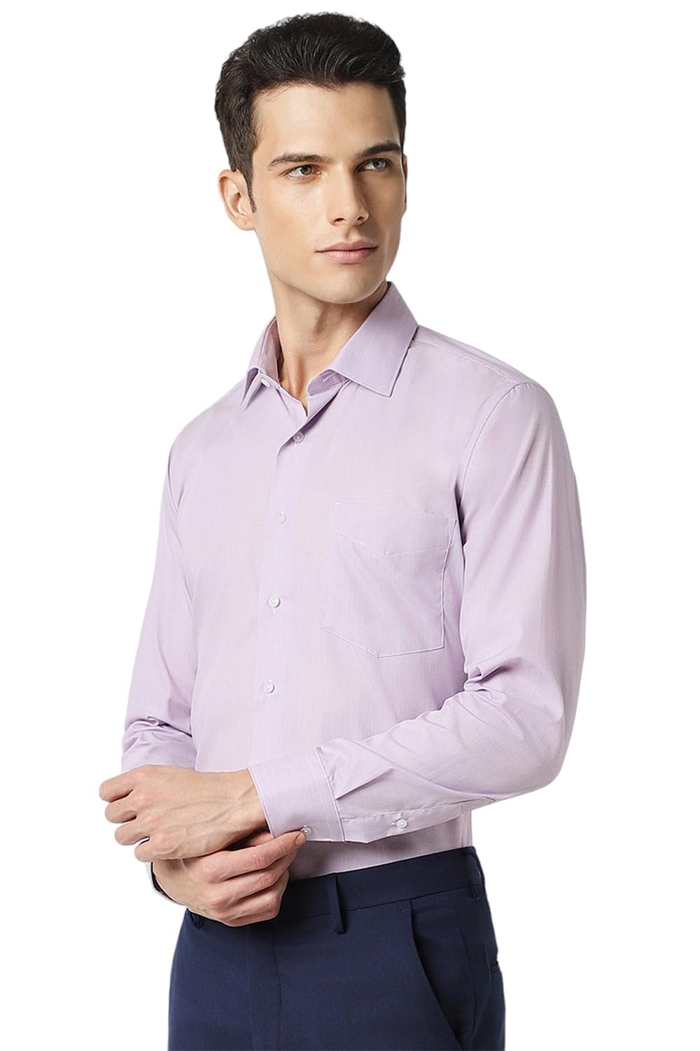 Van Heusen Solid Formal Shirt for Men| Premium Cotton| Full Sleeves| Slim Fit |Breathable Fabric - Image 2