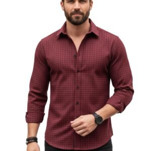 Amazon Brand – INKAST Men’s Regular Fit Button Down Dress Shirts Textured Long Sleeve Casual Hawaiian Shirt
