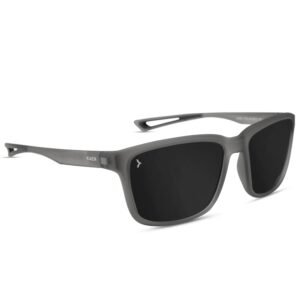 Eyewearlabs KAEN | Polarized Full Rim Sports Rectangular Branded Stylish Sunglasses For Men & Women | 100% UV Protection Shades | Cricket Sports Cycling Driving | Black Lens | Medium