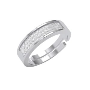 Clara Pure 925 Sterling Silver Izan Men Ring |Size Adjustable, Platinum Plated, Swiss Zirconia | Gift for Men & Boys