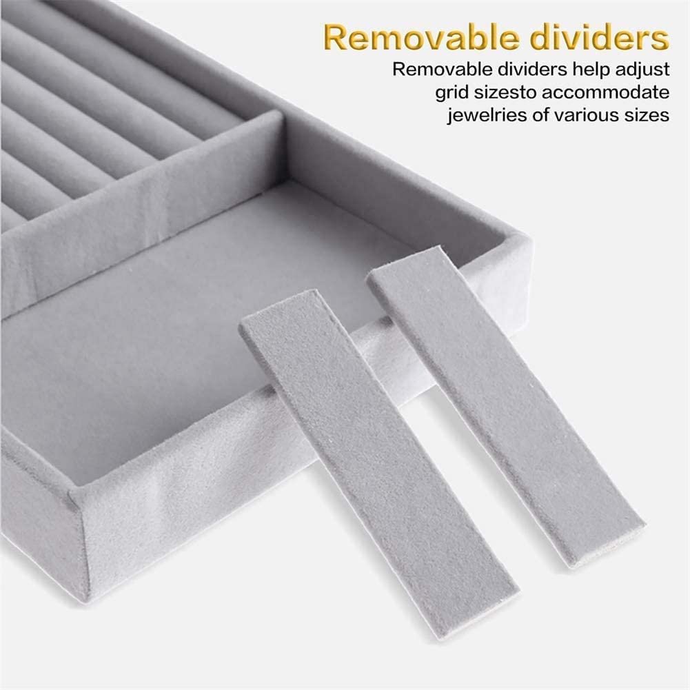 Jewelry Organizer for Drawers Tray Jewelry Stackable Jewelry Organizer for Storage and Display Earrings Necklaces 4PCS (Gray) - Image 3