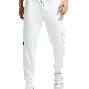 DOMIN8 Men’s Stretchable Pure Cotton Cut & Sew Multi-Pocket Breathable Joggers for Everyday Use