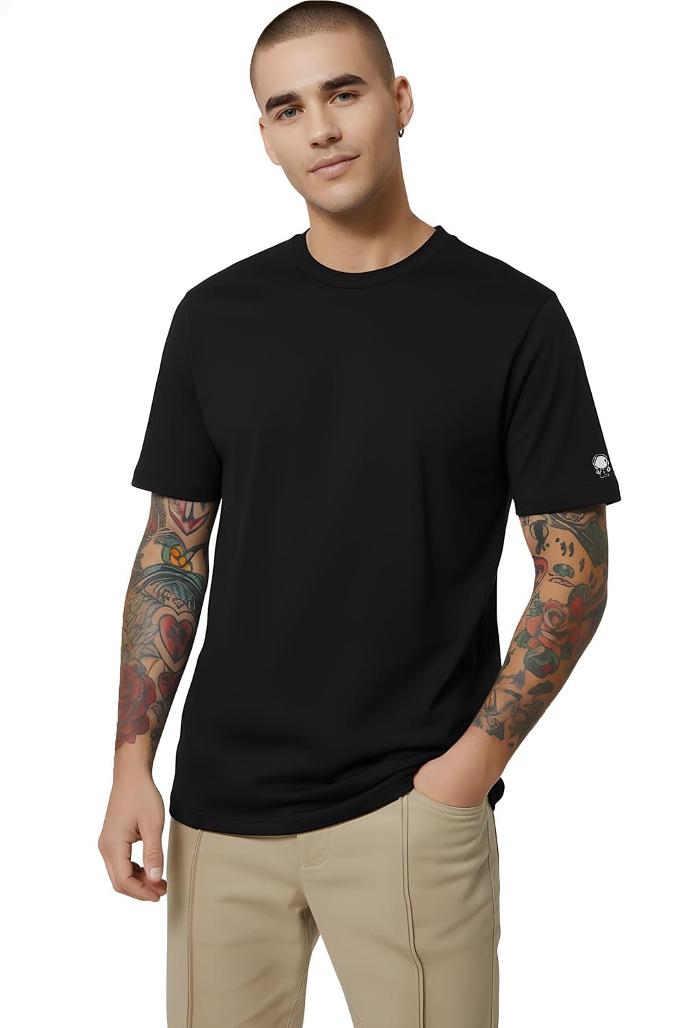 PeaceOut Men's 100% Cotton T-Shirt Combo Pack (Black & White) | Soft, Breathable, Regular Fit | Round Neck, Half Sleeves | Ideal for Daily & Summer Wear - Image 5