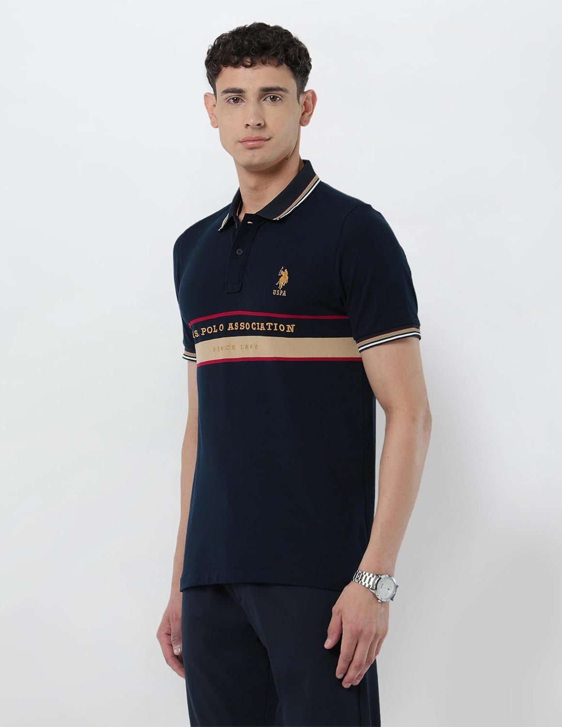 U.S.Polo Association Men's Brand Embroidered Slim Fit Polo Shirt (USTSH3135_Blue_2XL) - Image 4