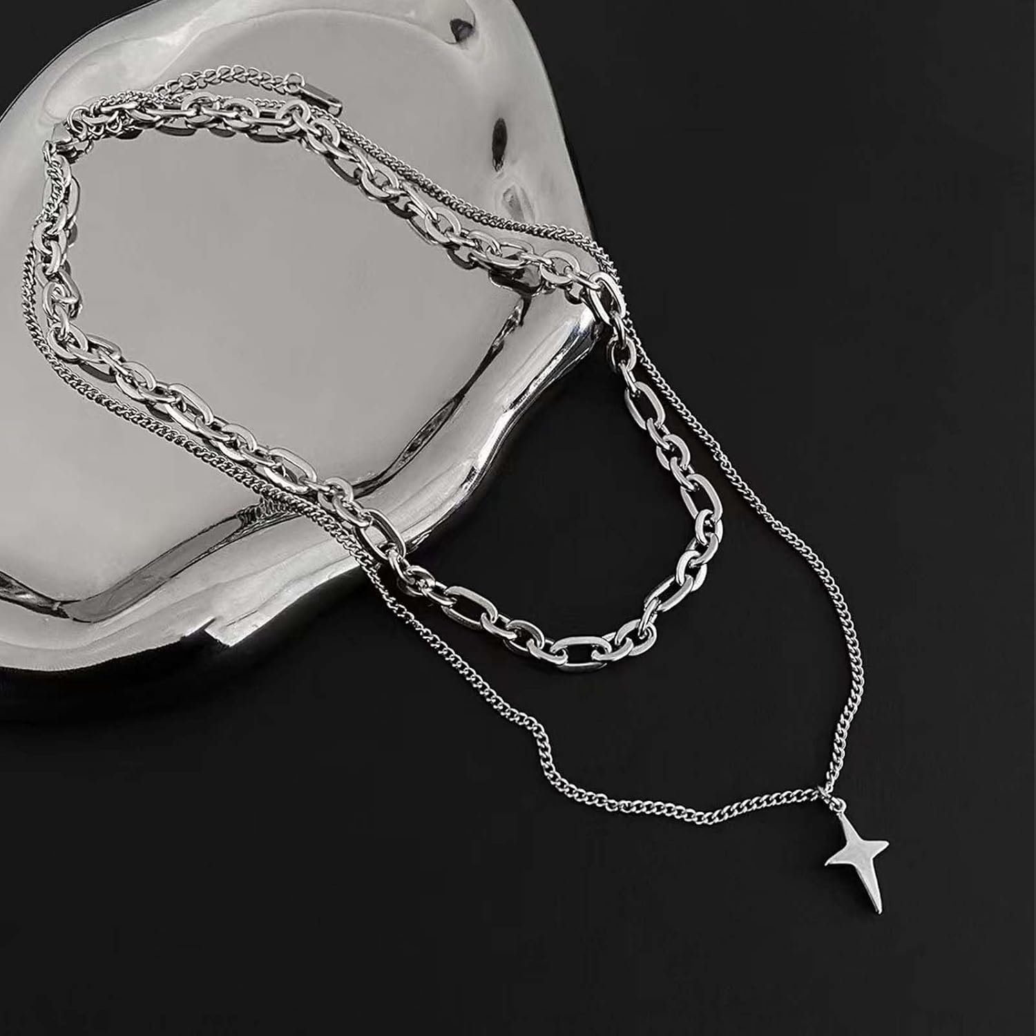 Gothic Jewellery, Crescent Moon and Star Necklace with Chain Bracelet for Men, Punk Accessories, Gothic Bracelet for Men, Unisex Fashion Statement - Image 7