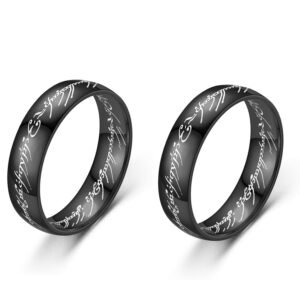 piercing 2PCS Black Ring for Men, Classic Comfort Fit Band, Thumb Ring for Gentleman and Boys, Adjustable Fashion Jewelry for Special Occasions