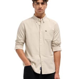 The Bear House Men’s Solid Slim Fit Shirt
