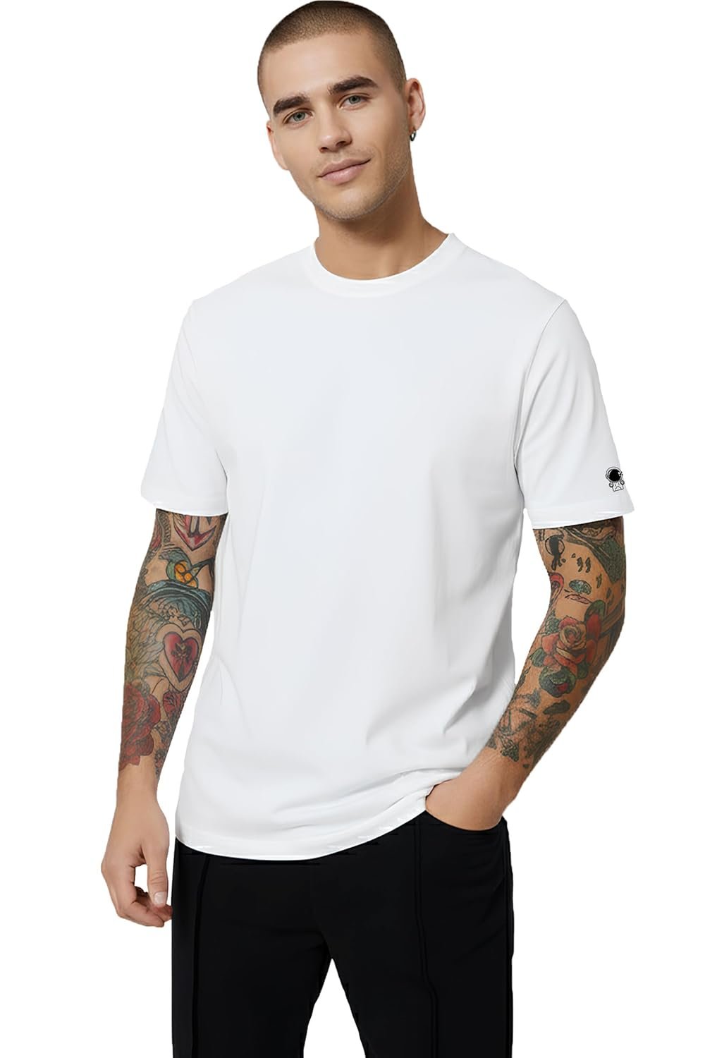 PeaceOut Men's 100% Cotton T-Shirt Combo Pack (Black & White) | Soft, Breathable, Regular Fit | Round Neck, Half Sleeves | Ideal for Daily & Summer Wear - Image 2
