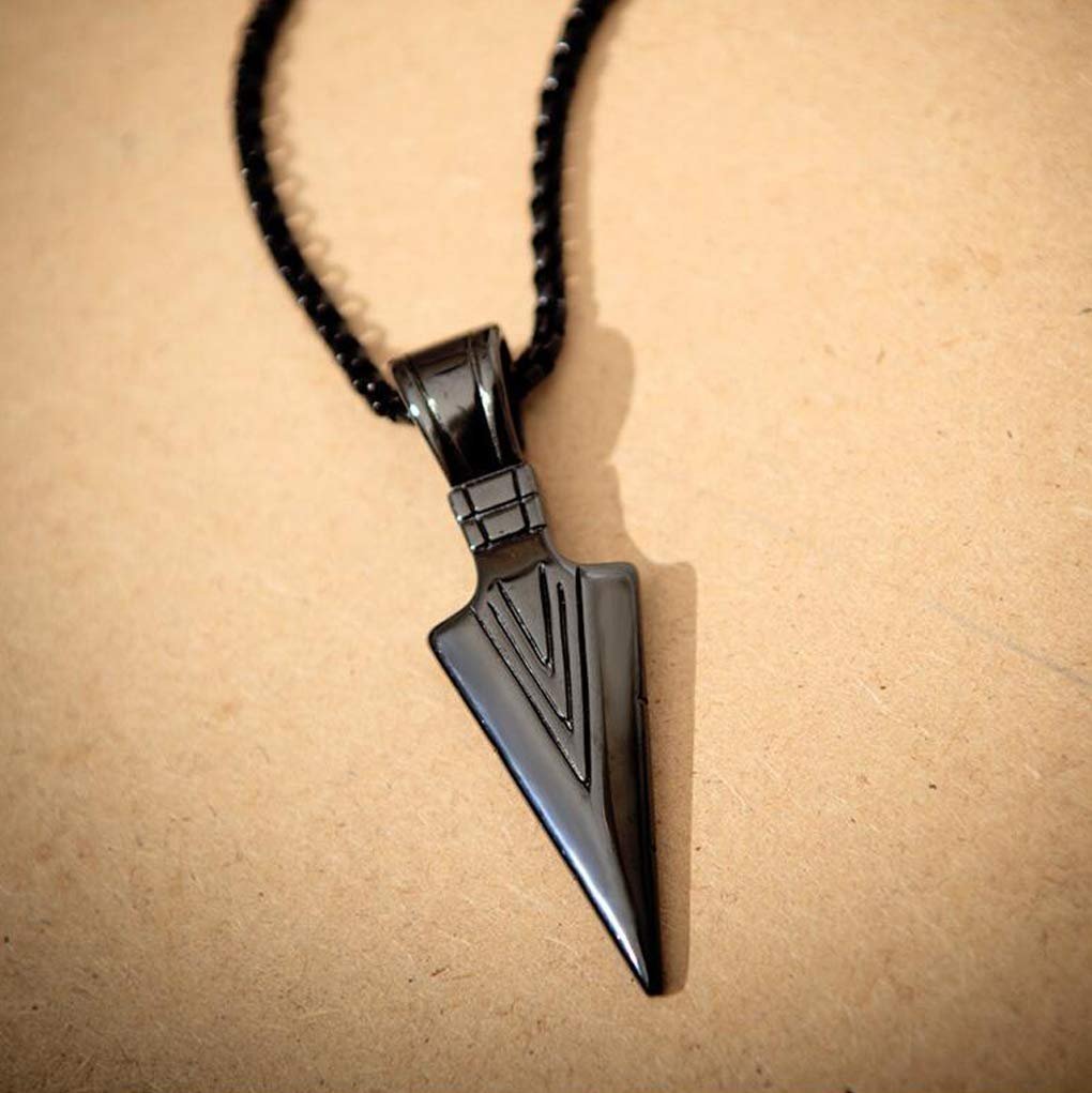 UNAPHYO Men's Stainless Steel Arrowhead Necklace Viking Warrior Spear Head Charm Chain Pendant for Men - Image 4
