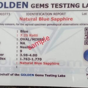 DAURAYA GEMS 11.25 Ratti / 10.00 Carat Neelam Stone Original Certified Natural Blue Sapphire Birth Stone/Rashi Ratan/Ceylon Quality Gemstone for Astrologcal Purpose (HI08)
