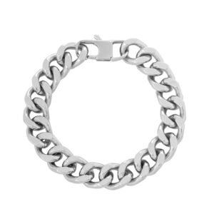Yellow Chimes Bracelets for Men and Boys Fashion Silver Bracelet for Men | Mens Silver Toned Stainless Steel Cuban Chain Bracelet | Birthday Gift for Boys Anniversary Gift for Husband