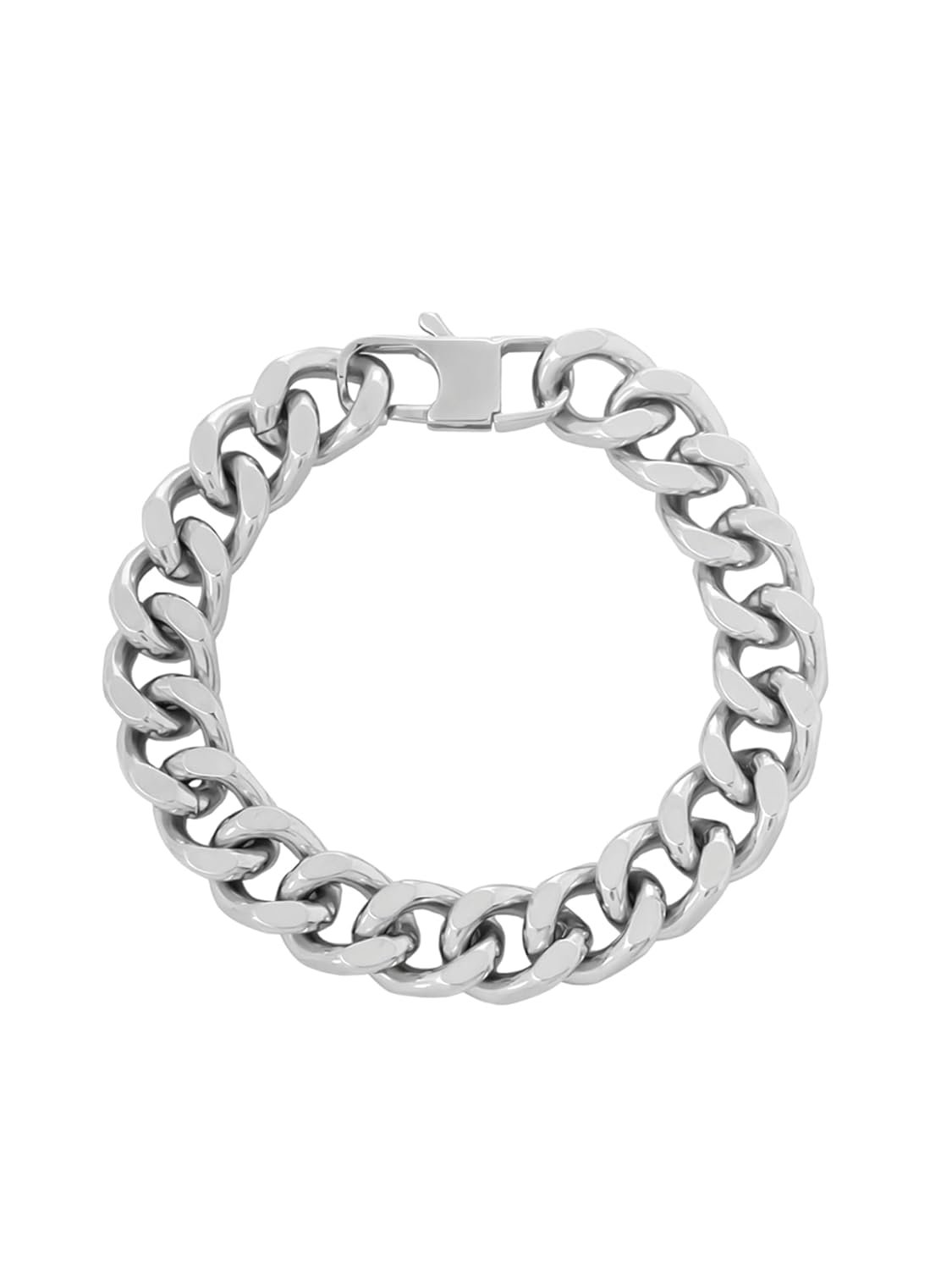 Yellow Chimes Bracelets for Men and Boys Fashion Silver Bracelet for Men | Mens Silver Toned Stainless Steel Cuban Chain Bracelet | Birthday Gift for Boys Anniversary Gift for Husband