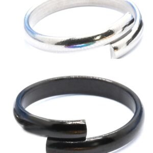 Truvart 2PCS Ranga Ring, Rings for Men, Silver Ring for Men, Suitable as a Gift, Offset Open Ring for Weight Loss, Motivational Jewelry for Adults, 2-Piece Set (Black + Silver)