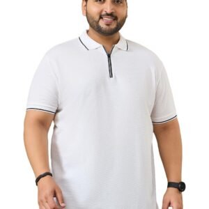 Bigbanana Men Plus Size Solid White Half Sleeve Polo Tshirt