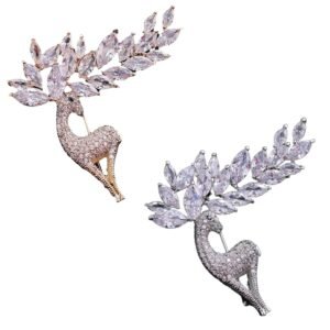 Brooch for Men, Latest Stylish Unisex Giraffe Brooch for Women/Girls/Men, Saree Broochs Latest, Sherwani Accessories Wedding, Suit Accessories for Mens（Golden+Slivery）