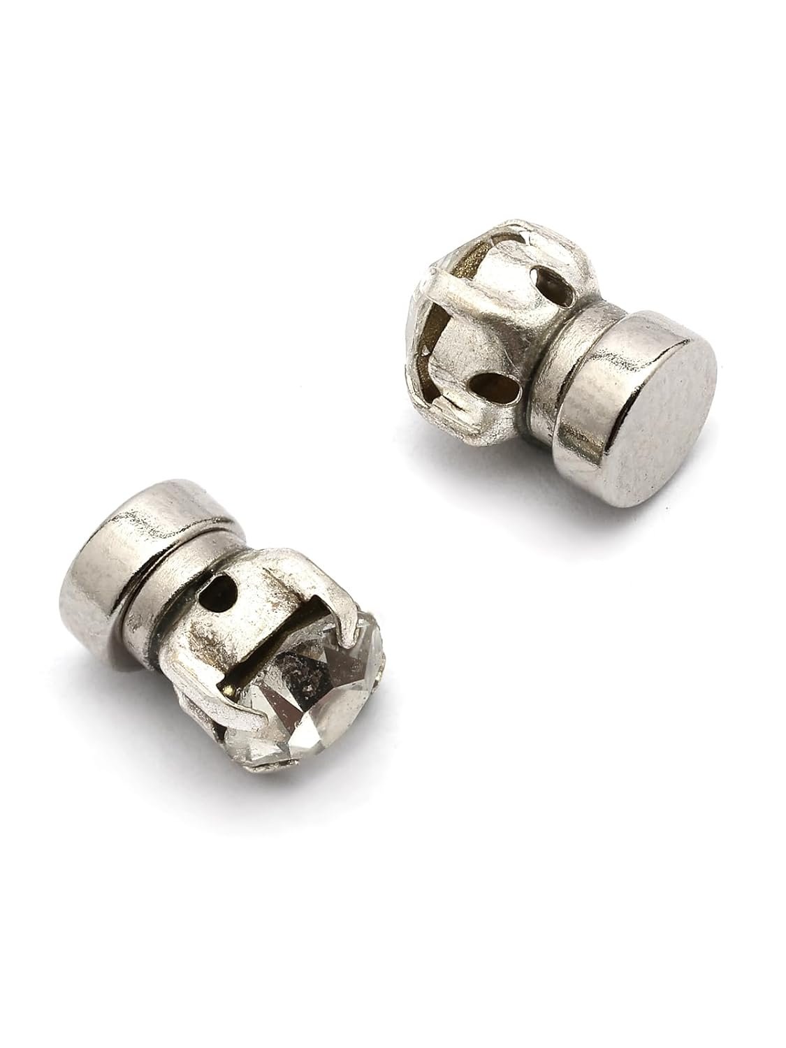 Scintillare By Sukkhi Silver Metal 6 mm Magnetic Crystal Stones Studded Non-Pierced Earrings for Women & Girls |Jewellery for Men & Boys|E107242 - Image 5