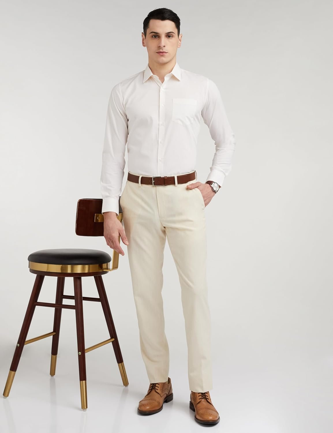 Van Heusen Solid Formal Shirt for Men| Premium Cotton| Full Sleeves| Slim Fit |Breathable Fabric - Image 3