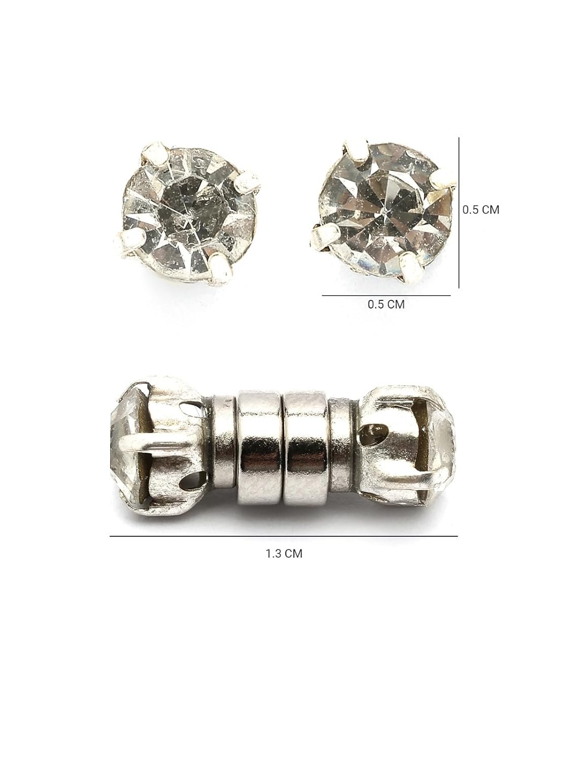 Scintillare By Sukkhi Silver Metal 6 mm Magnetic Crystal Stones Studded Non-Pierced Earrings for Women & Girls |Jewellery for Men & Boys|E107242 - Image 6