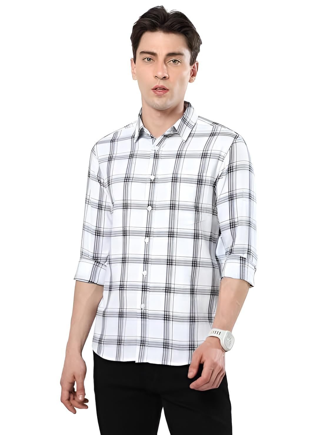 GLORYBOYZ Men's Full Sleeve Checkered Casual Cotton Shirt S-2XL