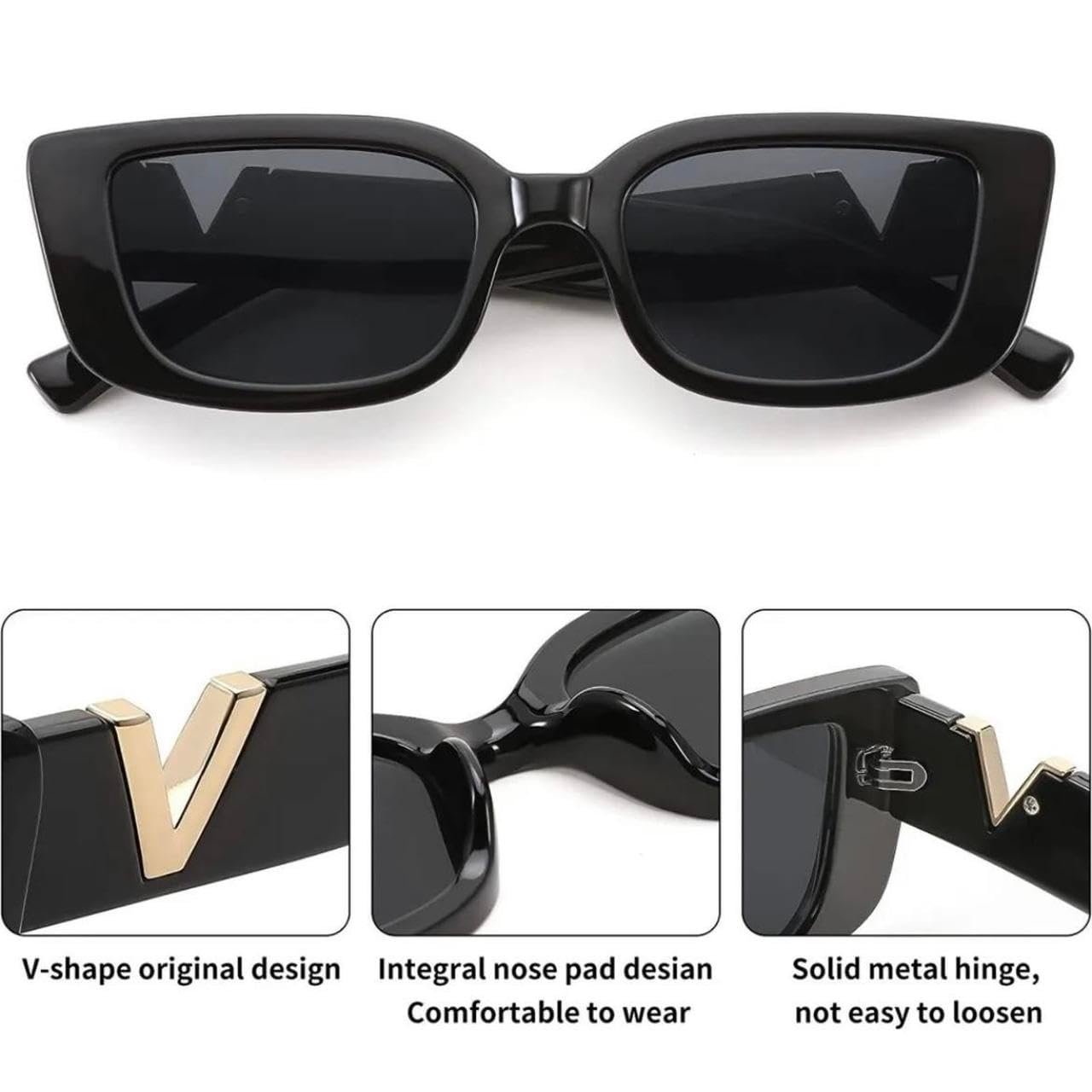 IFLASH Rectangle Sunglasses for Women 90s Retro Trendy Y2K Classical Vintage Square Shades - Image 2