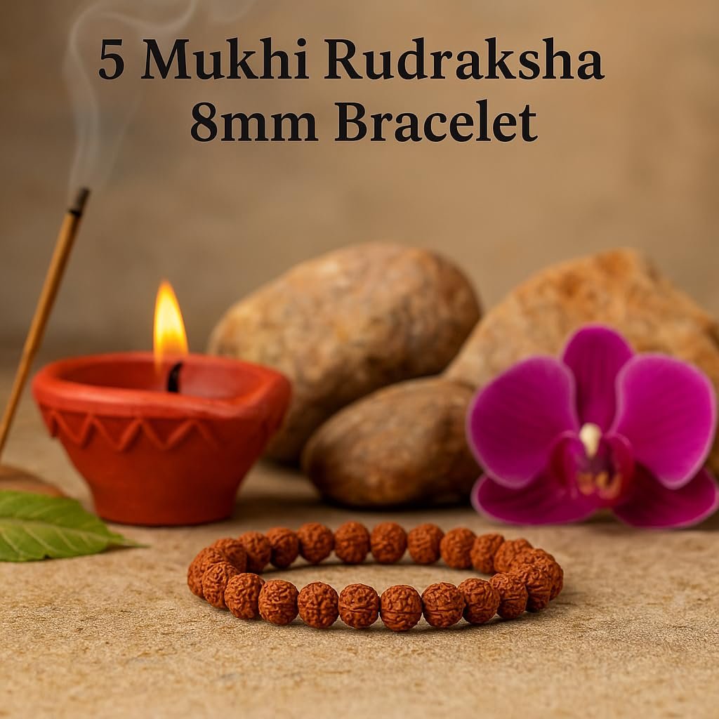 GemAura Collection – Natural 5 Mukhi Rudraksha Bead Bracelet for Men & Women | Zodiac Bracelet for Aries, Taurus, Gemini, Cancer, Leo, Virgo, Libra, Scorpio, Sagittarius, Capricorn, Aquarius & Pisces | Designed to Support Inner Calm, Mental Focus, Positive Energy & Mindfulness | Handmade Spiritual Bracelet | Stretchable 7-Inch Unisex - Image 8