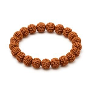 GemAura Collection – Natural 5 Mukhi Rudraksha Bead Bracelet for Men & Women | Zodiac Bracelet for Aries, Taurus, Gemini, Cancer, Leo, Virgo, Libra, Scorpio, Sagittarius, Capricorn, Aquarius & Pisces | Designed to Support Inner Calm, Mental Focus, Positive Energy & Mindfulness | Handmade Spiritual Bracelet | Stretchable 7-Inch Unisex