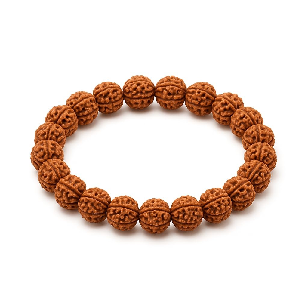 GemAura Collection – Natural 5 Mukhi Rudraksha Bead Bracelet for Men & Women | Zodiac Bracelet for Aries, Taurus, Gemini, Cancer, Leo, Virgo, Libra, Scorpio, Sagittarius, Capricorn, Aquarius & Pisces | Designed to Support Inner Calm, Mental Focus, Positive Energy & Mindfulness | Handmade Spiritual Bracelet | Stretchable 7-Inch Unisex
