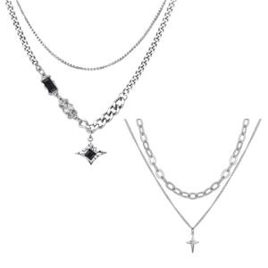 Gothic Jewellery, Crescent Moon and Star Necklace with Chain Bracelet for Men, Punk Accessories, Gothic Bracelet for Men, Unisex Fashion Statement