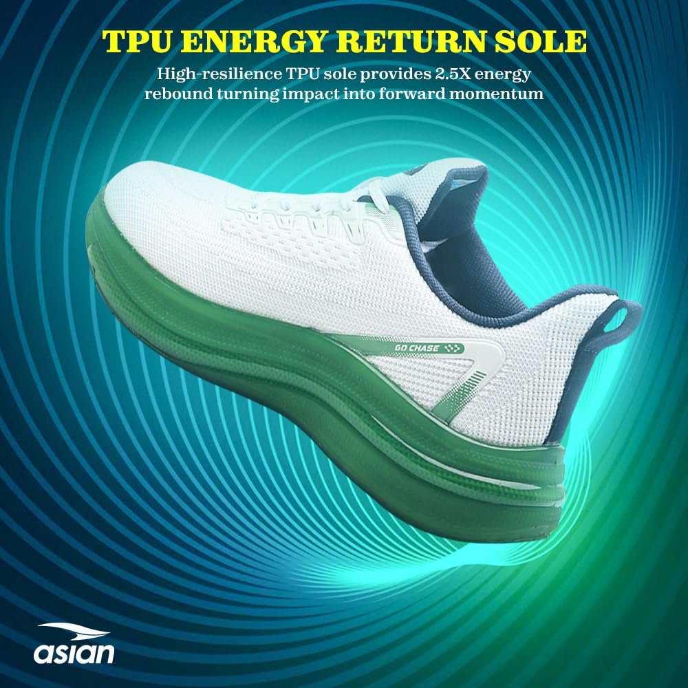 ASIAN Powerplay-30 Men’s Running Shoes | Lightweight Knit Upper, TPU Frame for Lateral & Arch Support, Memory Foam Bounce Insole | Ideal for Gym, Travel, Running & Walking - Image 4