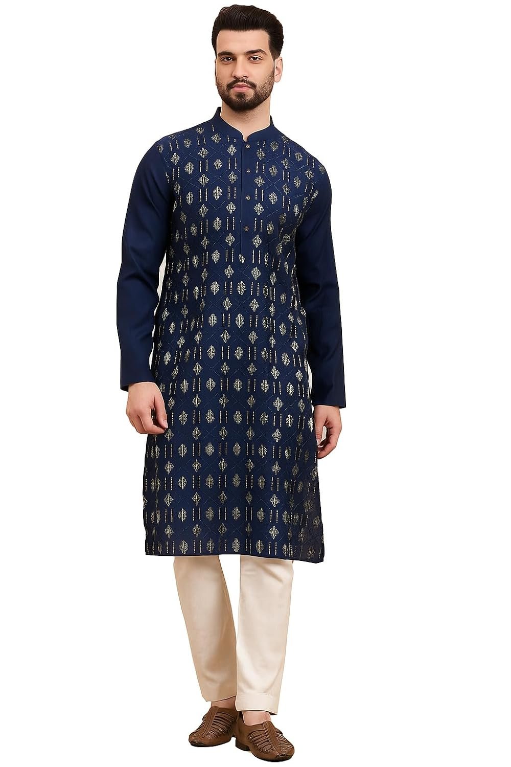 Amazon Brand - Tavasya Men's Rayon Blend Geometric Regular Kurta