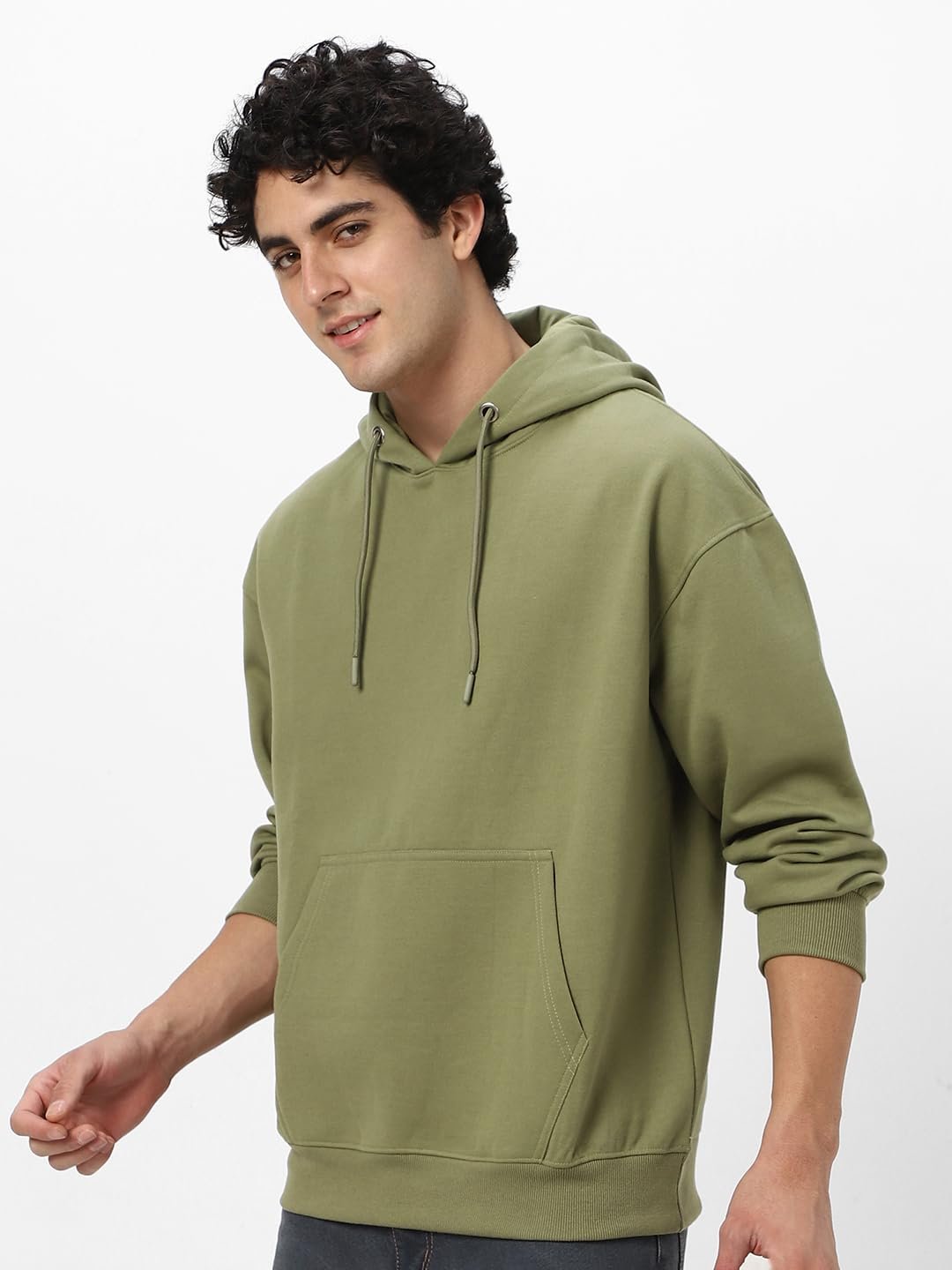 Urbano Fashion Men's Cotton Solid Oversized Hooded Neck Sweatshirt - Image 3