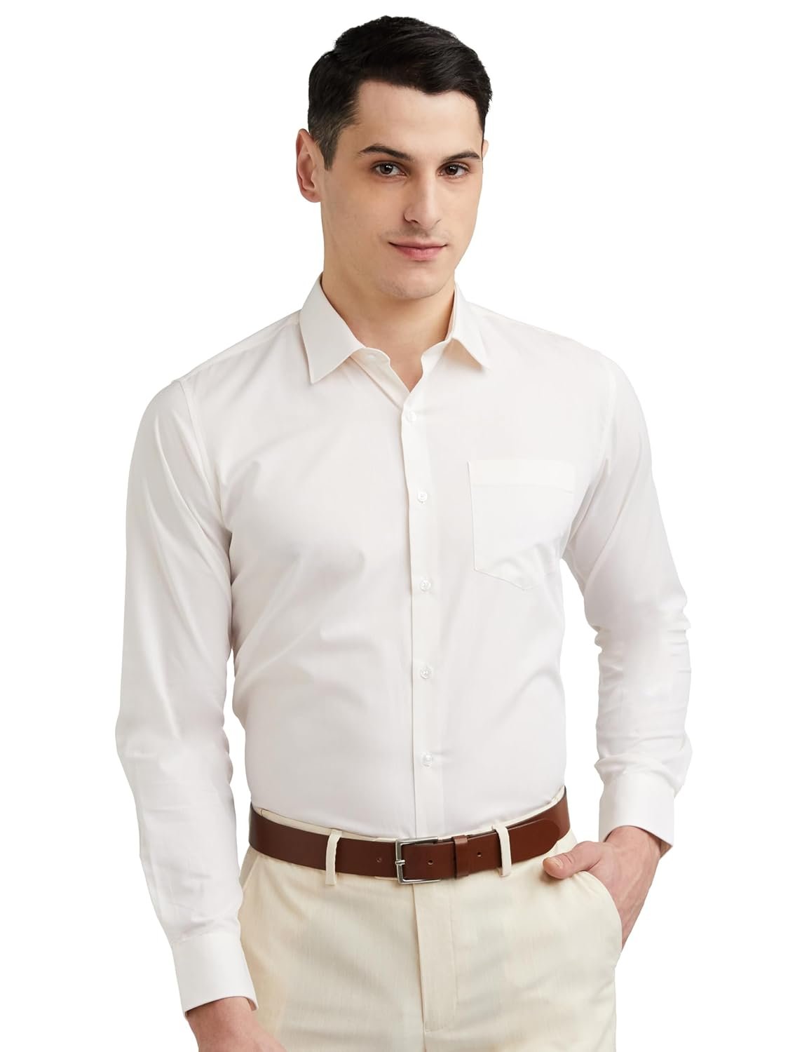 Van Heusen Solid Formal Shirt for Men| Premium Cotton| Full Sleeves| Slim Fit |Breathable Fabric