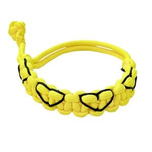 CrownLit Yello Paracord Bracelet with Heart Pattern, Adjustable Woven Rope Design, Fashion Accessory