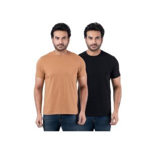 Amazon Brand – Inkast Men’s Cotton Stretch Regular Fit Round Neck Half Sleeve T-Shirt (Pack of 2)
