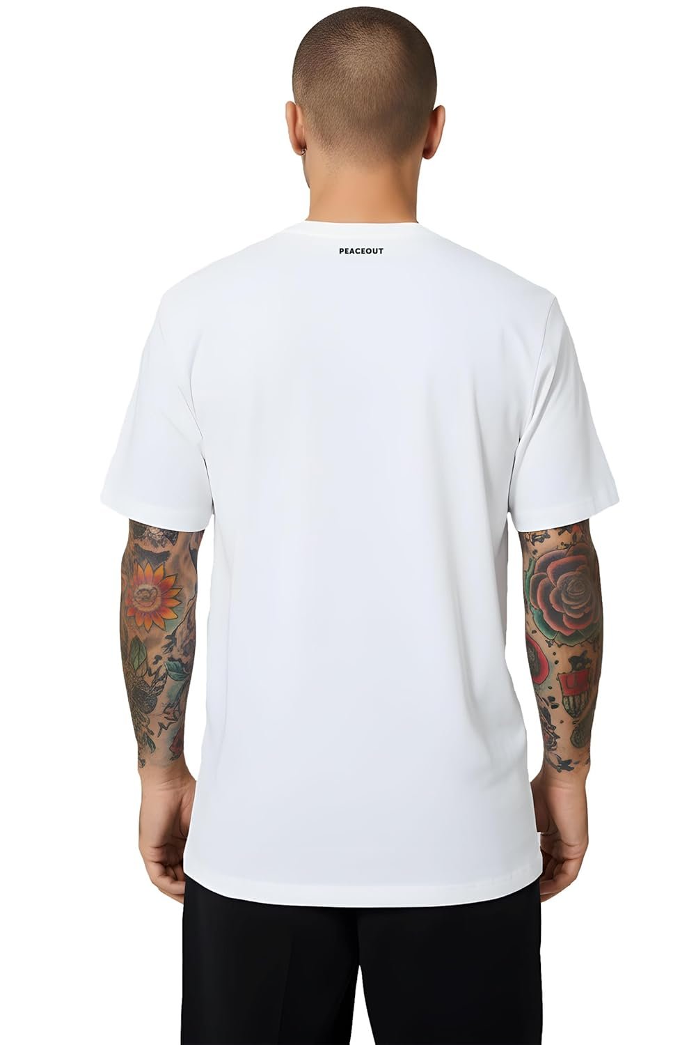 PeaceOut Men's 100% Cotton T-Shirt Combo Pack (Black & White) | Soft, Breathable, Regular Fit | Round Neck, Half Sleeves | Ideal for Daily & Summer Wear - Image 6