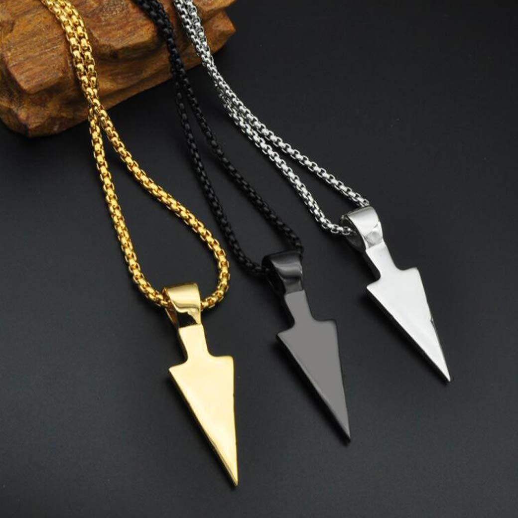 UNAPHYO Men's Stainless Steel Arrowhead Necklace Viking Warrior Spear Head Charm Chain Pendant for Men - Image 6