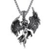 Proberos® Necklace for Men Guardian Angel Silver Pendant Necklaces Gothic Punk Locket for Men Stylish