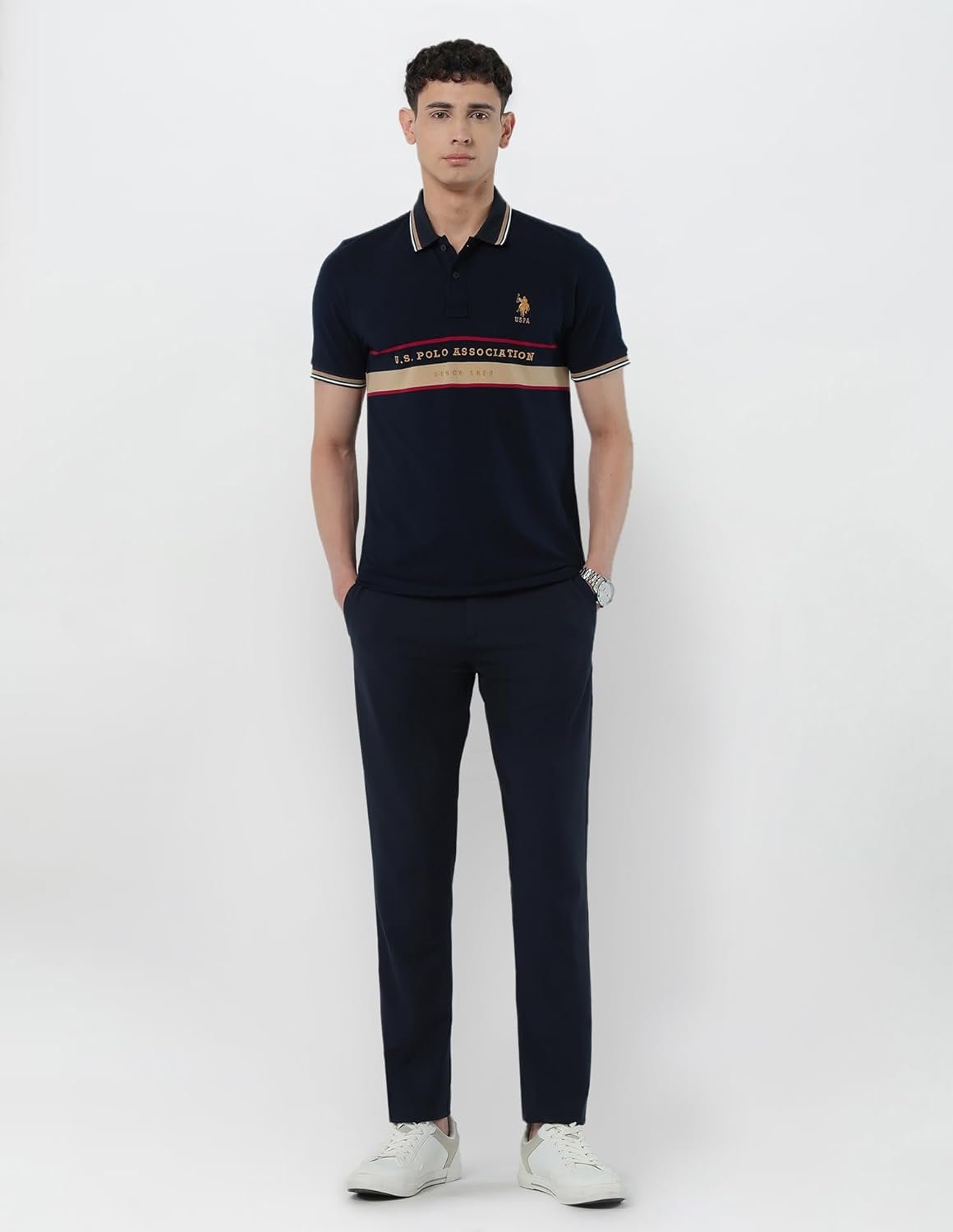 U.S.Polo Association Men's Brand Embroidered Slim Fit Polo Shirt (USTSH3135_Blue_2XL) - Image 3