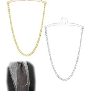 2Pcs Tie Pin for Men Formal, Stylish Tie Pin for Business Professionals, Elegant Herringbone Design Tie Men Accessories Stylish for Wedding and Office, Gold and Silver