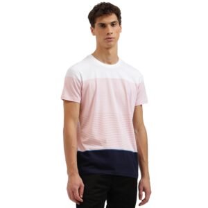 United Colors of Benetton Regular Fit Crew Neck Striped T-Shirt (Size L)-24A3096J3618I901 White