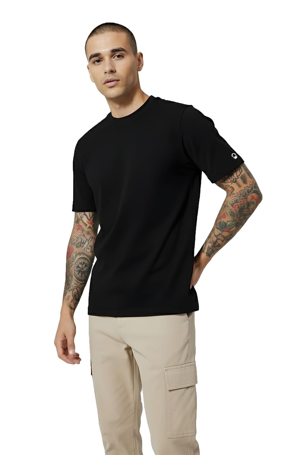 PeaceOut Men's 100% Cotton T-Shirt Combo Pack (Black & White) | Soft, Breathable, Regular Fit | Round Neck, Half Sleeves | Ideal for Daily & Summer Wear - Image 3